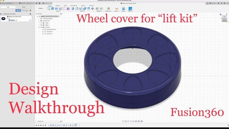 Design Walkthrough: Toddler “lift kit” wheel in Fusion360